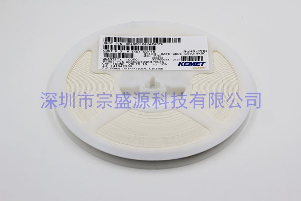 KEMET電容 0402 16V 0.1UF C0402C104K4PACTU